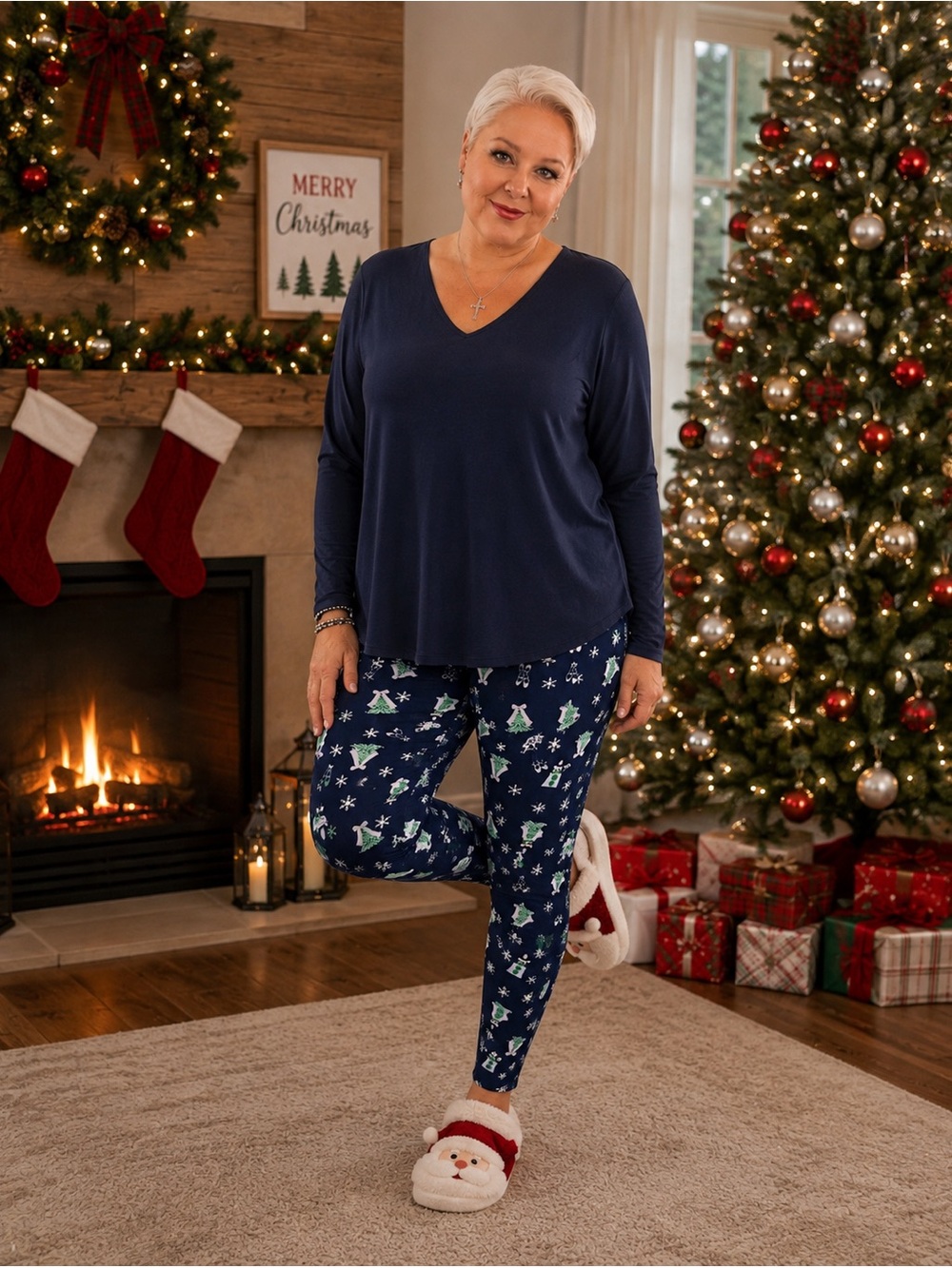 Rockin Around Peacoat Nutcracker Holiday Leggings X-Large